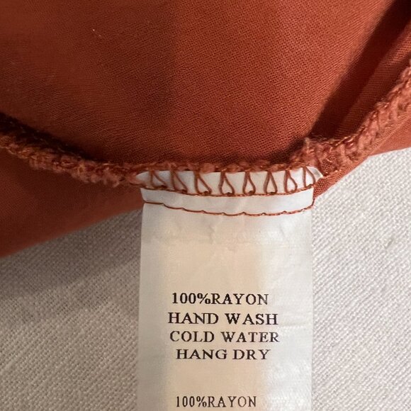 MUR MUR Anthropologie Rust Embroidered Boho Tunic M Rayon Festival Ethnic Folk - Picture 7 of 11